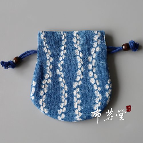 布茗堂 手工扎染印染小包包 棉布抽绳束口袋 杂物袋 文玩袋 - 图2