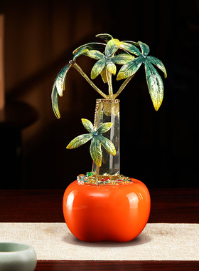 柿子发财树摆件办公室玄关客厅电视柜桌面装饰品乔迁送礼柿柿如意