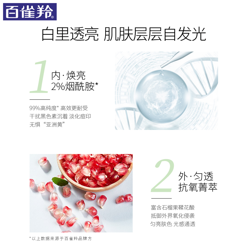 百雀羚旗舰店百雀羚菁萃原液烟酰胺亮肤菁华液30ML提亮改善暗沉官网正品3