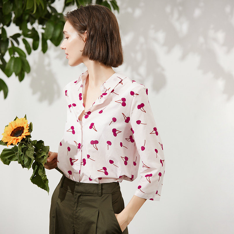 甜美可人小樱桃印花微丝棉女花衬衫 miccbeirn服饰旗舰衬衫