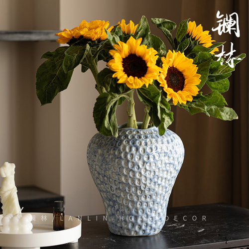 现代简约半熟草莓陶瓷花瓶新中式电视柜装饰水培鲜花插花家居摆件 - 图3