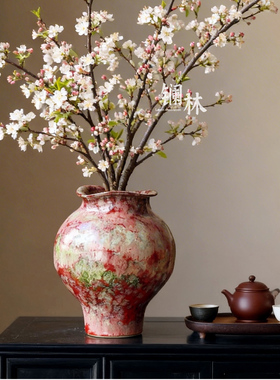 侘寂风彩绘花瓶新年福字挂件装饰