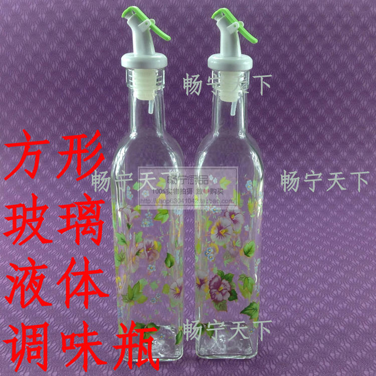 玻璃油壶方型油醋瓶液体调味瓶密封防尘新型防滴漏油嘴酒瓶香油瓶 - 图0