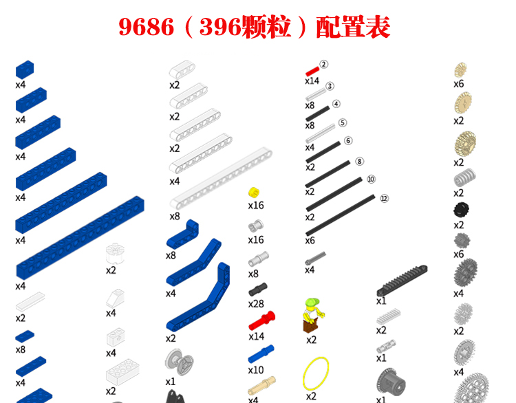 兼容乐高9686教具套装动力机械小颗粒科技件积木配件齿轮车轮零件-图0