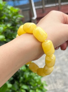 天然二代蜜蜡桶珠手串黄色琥珀男女款手链饰品隔珠算盘珠DIY44