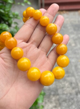 天然二代蜜蜡鸡油黄珠塔链手串男女同款鸡油黄圆珠项链圆珠锁骨链