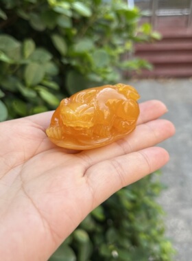 天然二代蜜蜡貔貅吊坠老料油性好手把件挂件男女款DIY饰品配件
