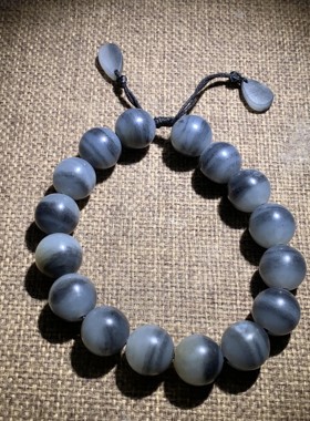 黑白分明青花籽料一线天聚宝盆/和田玉手串苏工私人订制/来料加工