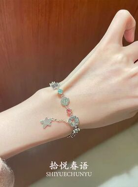 超可爱的姜饼人手链精致百搭气质镶嵌彩钻小众设计少女心秋冬