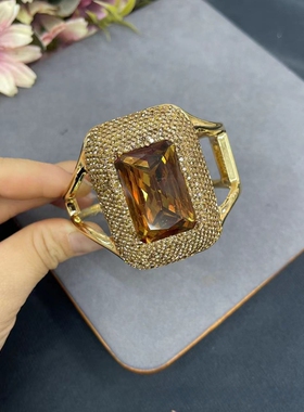 土耳其变色石苏丹石活口保色大手镯法式个性夸张水钻饰品女手环