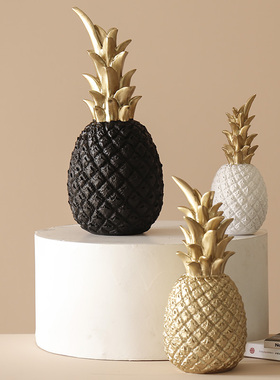 北欧风树脂菠萝金色凤梨拍摄道具