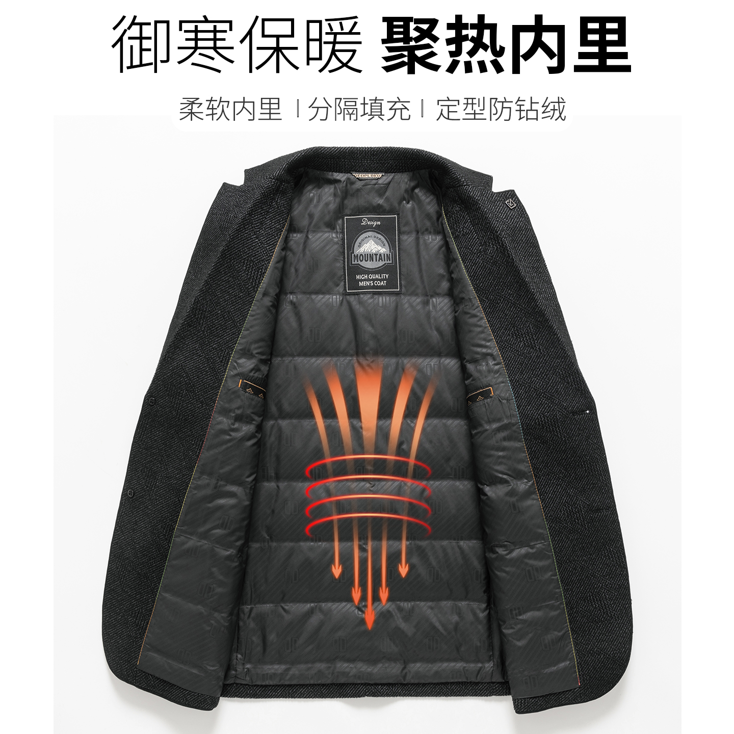 皮尔卡丹西装外套男高级感商务秋冬羽绒休闲式中老年通勤西服外套 - 图1