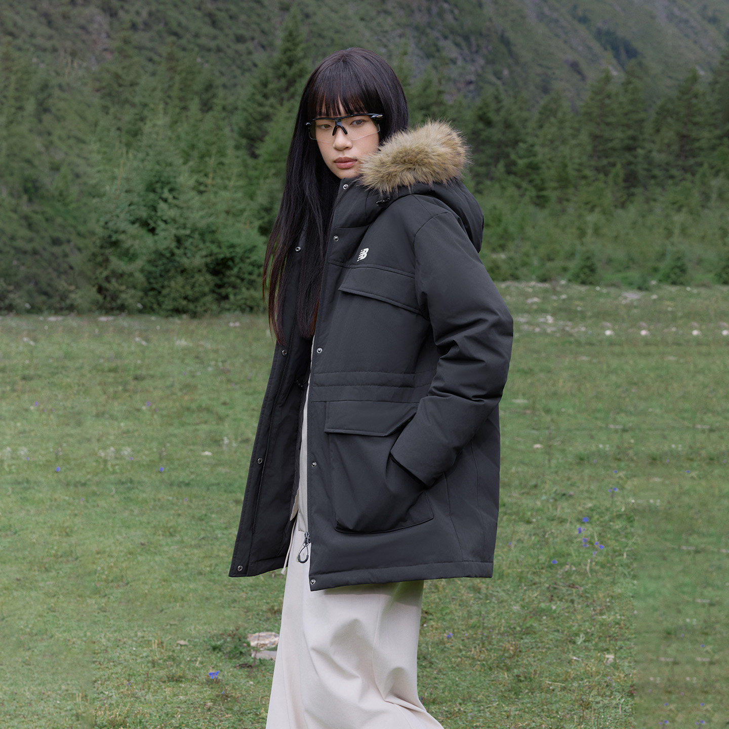 New Balance NB官方26新秋冬女防泼水毛领连帽鸭绒羽绒服WJ6289PX 秋冬女毛实拍商品图