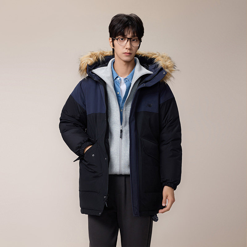 New Balance NB官方新款情侣防泼水保暖鸭绒中长款羽绒服AMJ53371,淘宝优惠券,粉丝福利购,淘宝优惠卷