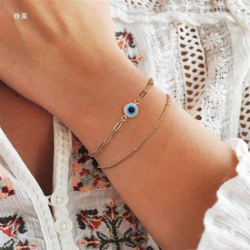 Stainless Steel Devil's Eye Bracelet Girls Cute Jewelry - 图0