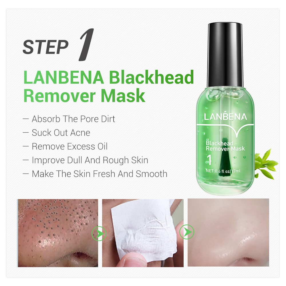 LANBENA BLACKHEAD REMOVER MASK鼻贴液+毛孔精华液组合套盒-图0