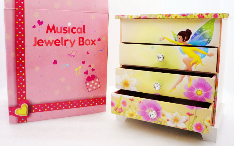 MUSICAL JEWELRY BOX小仙女芭蕾女孩四层首饰盒收纳盒音乐珠宝盒 - 图0