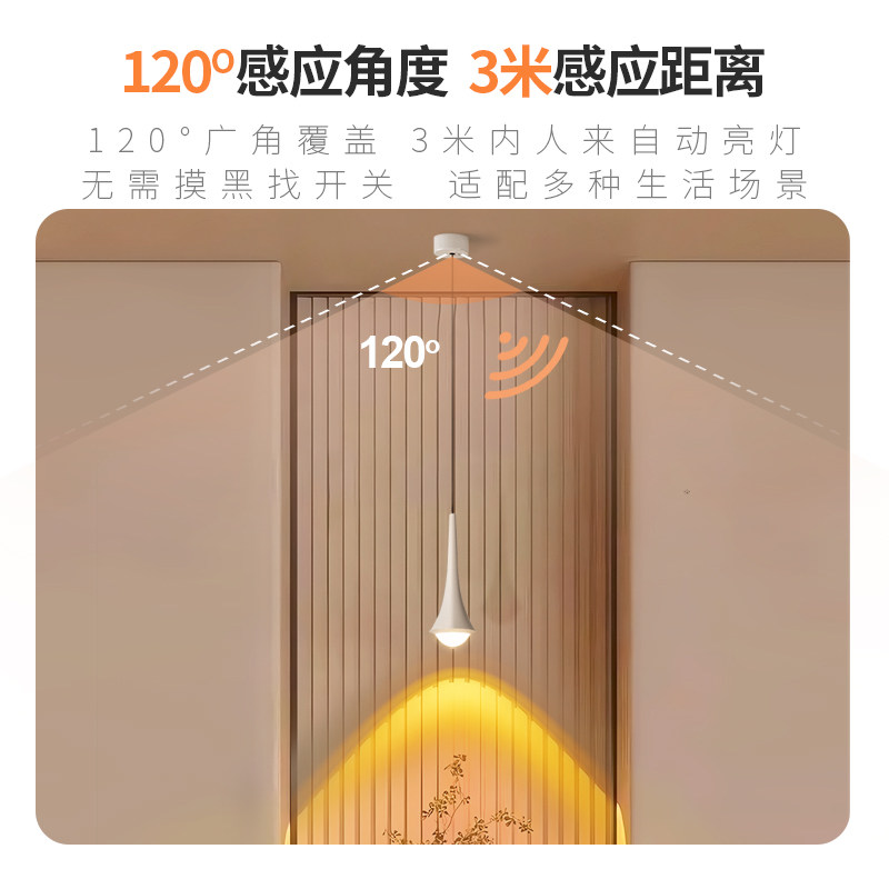 人体感应落日夕阳灯入户玄关小吊灯卧室床头可升降氛围灯墙照画灯,淘宝优惠券,粉丝福利购,淘宝优惠卷