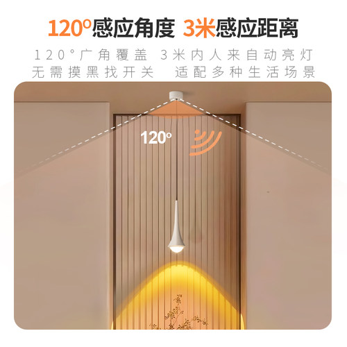 人体感应落日夕阳灯入户玄关小吊灯卧室床头可升降氛围灯墙照画灯 - 图0