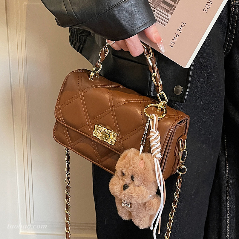 高级感复古包包女2025新款时尚百搭链条斜挎包精致超火手提小方包,淘宝优惠券,粉丝福利购,淘宝优惠卷