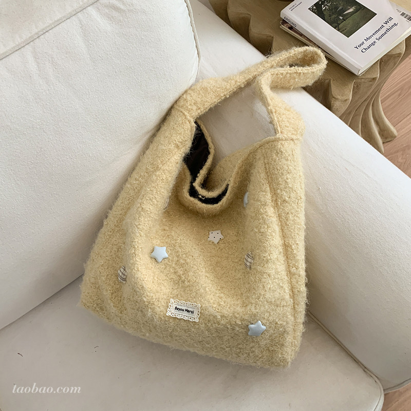松弛感大容量毛茸茸包包女2026新款休闲通勤单肩斜挎包毛毛托特包,淘宝优惠券,粉丝福利购,淘宝优惠卷