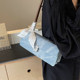 French niche denim baguette armpit bag for women, versatile