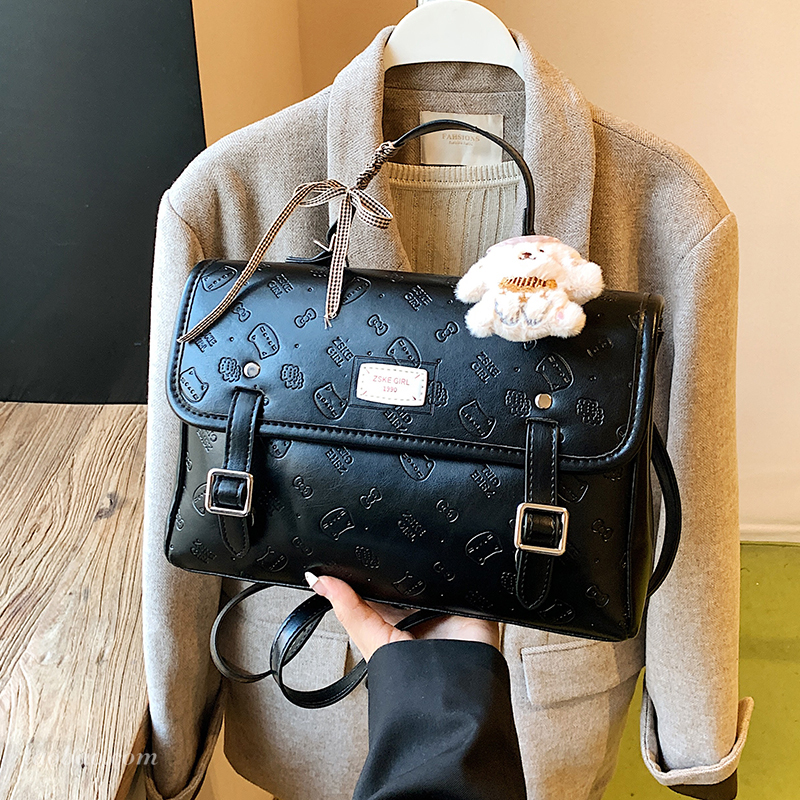 高级感复古小众压花女双肩包2025新款通勤百搭后背包精致迷你书包 - 图1