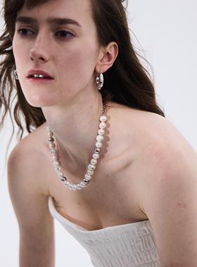 【官方直营】“月光”925银镀白金珍珠镶嵌十字星项链