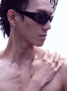 原创设计通用镀金双色爱心戒指