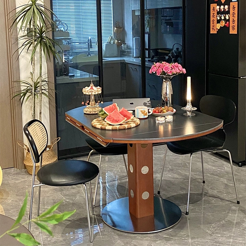 实木多功能餐台可变圆桌家用小户型轻奢岩板伸缩正方形折叠桌椅子,淘宝优惠券,粉丝福利购,淘宝优惠卷