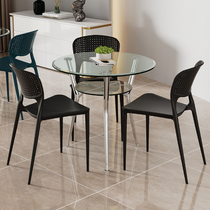 Negotiating table and chairs Combined negotiation Reception Home Balcony Table Round Double Tempered Glass Round Table Small Round Table