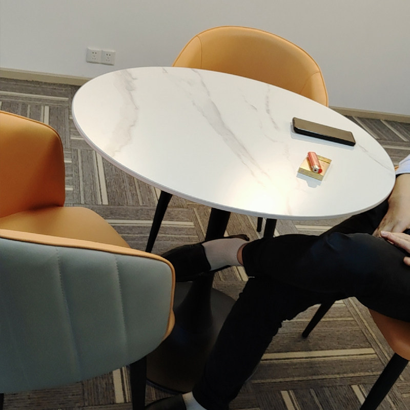 轻奢岩板北欧小圆桌售楼处接待洽谈桌椅组合奶茶店阳台休闲餐桌子,淘宝优惠券,粉丝福利购,淘宝优惠卷