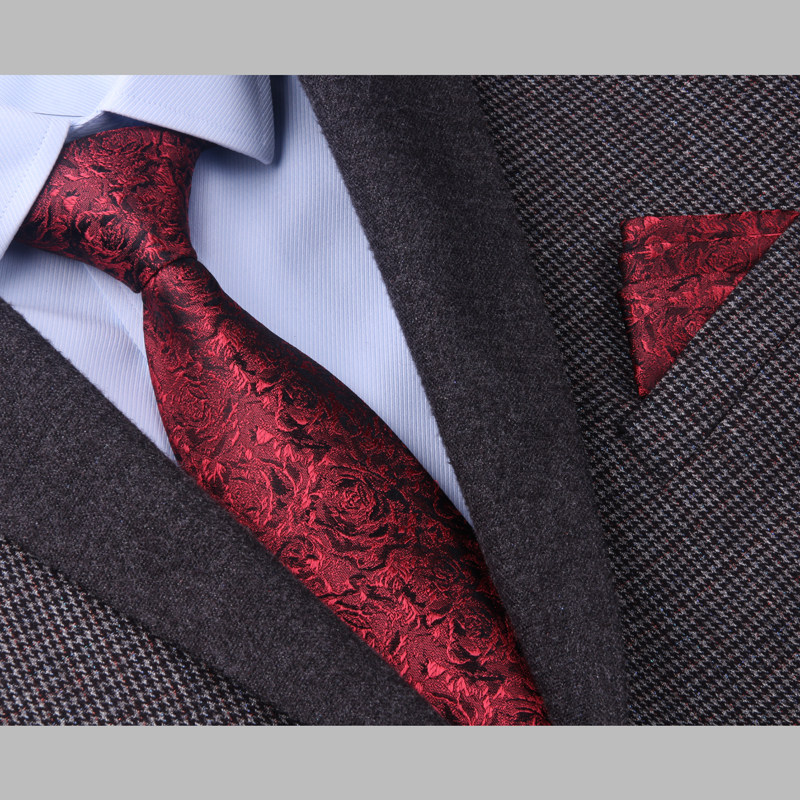 酒红玫瑰领带男商务正装衬衫领带桑蚕丝真丝领呔拉链手打8CM复古,淘宝优惠券,粉丝福利购,淘宝优惠卷