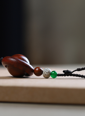 紫檀木运转珠汽车钥匙扣挂件红木实心吊坠民族风创意木挂饰菩提子