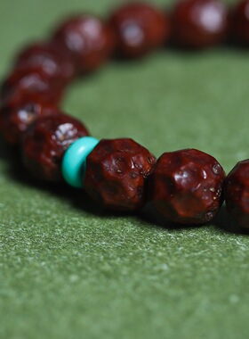 紫金鼠无相手串原籽雕刻菩提文玩男女单圈佛珠念珠京八棱手链饰品