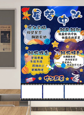 新版追梦逐梦中队角标语小学教室布置班级装饰文化墙贴海报可定制