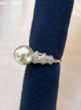 S925纯银施家白月光银蓝澳白戒指