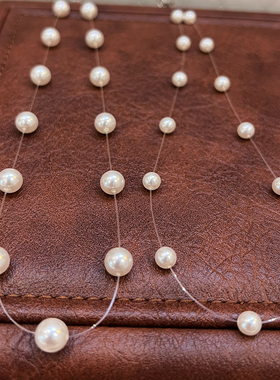 赵露思同款进口透明鱼线珍珠项链