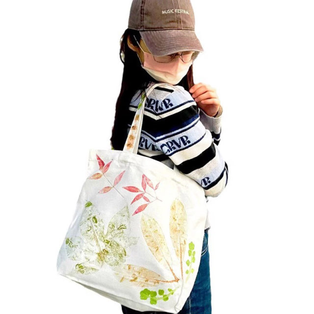 Plant rubbing canvas bag handmade material diy bag kindergarten hammer tool set knock rubbing handkerchief