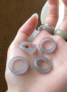 和田玉戒指烟紫色玉戒指精美戒指紫色戒指戒圈情侣款女指环简约