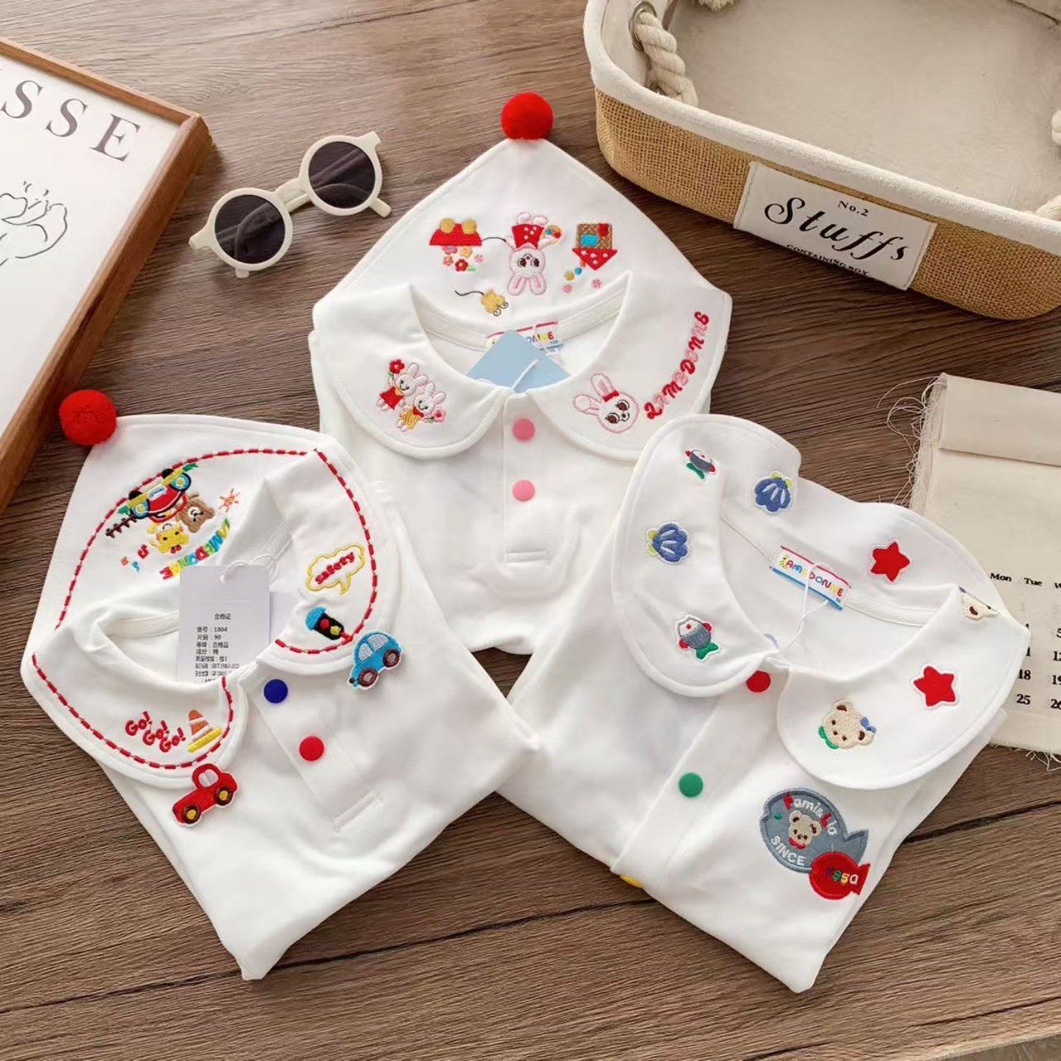外贸日单儿童打底衫卡通刺绣纯棉内搭白色娃娃领男女童可爱打底衫,淘宝优惠券,粉丝福利购,淘宝优惠卷