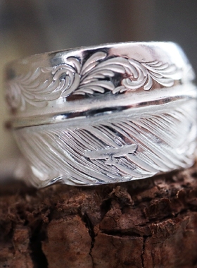 鹫见太郎唐草羽毛戒指个性细腻