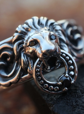 雄狮纯银戒指个性款咬环狮子王