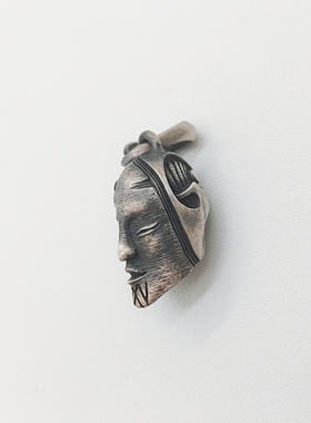 黄铜纯银阴阳骷髅面具吊坠般若