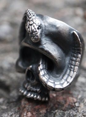 铁头的店高山隆大蛇骷髅银戒指
