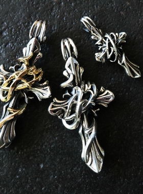 藤蔓十字架吊坠铁头的店纯银情侣