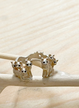 纯银欧美甜美风猫咪小猫动物戒指