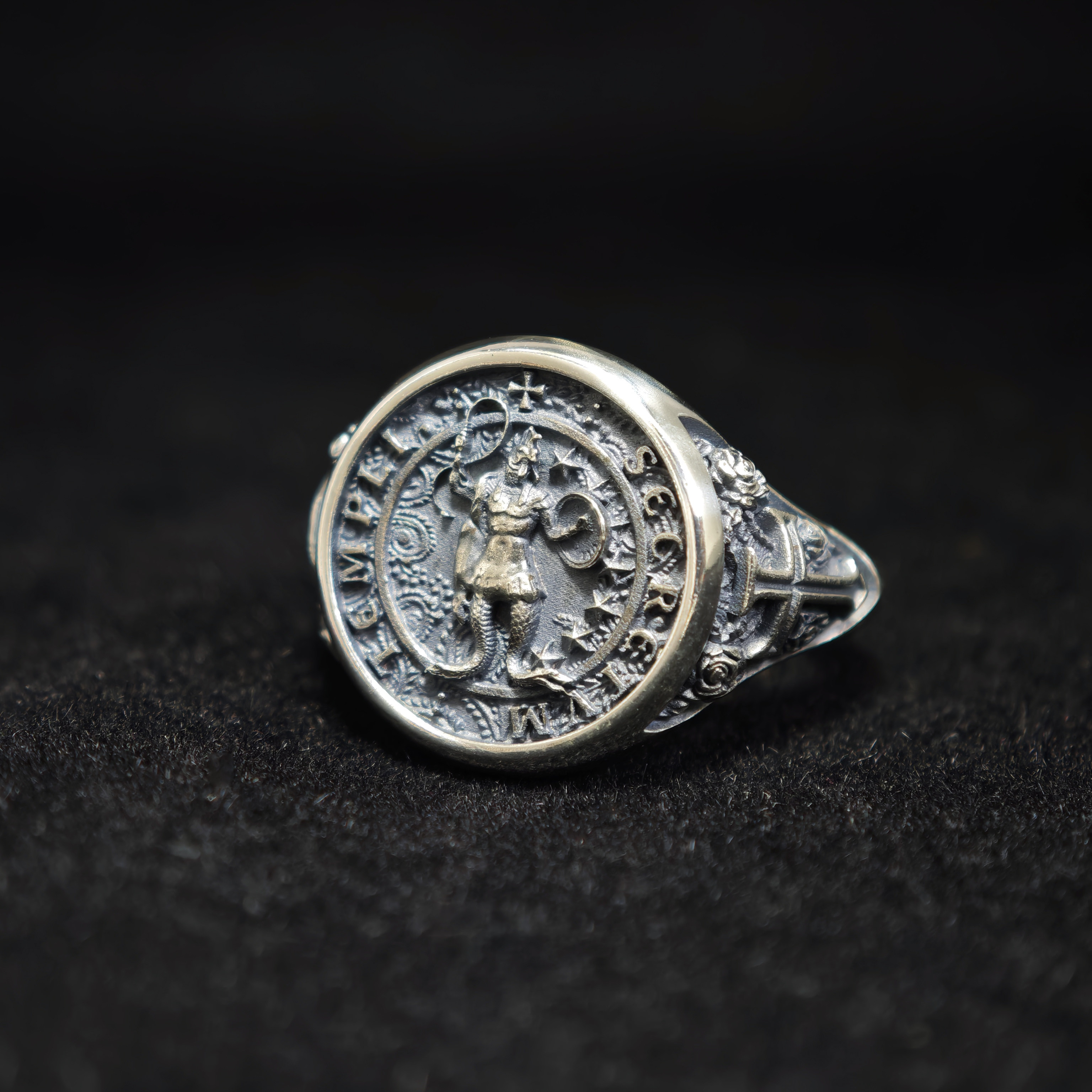 Tietou's shop 925 silver original design Solomon's seal retro old style ring