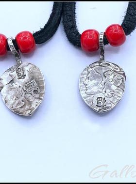 福字羽毛吊坠铁头的店纯银情侣