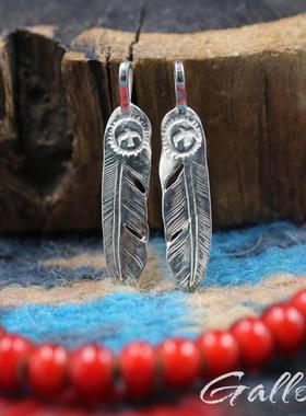 M号小羽毛吊坠铁头的店纯银goros